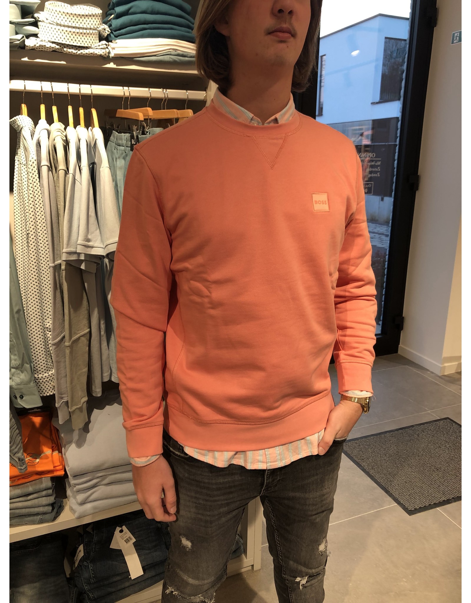 Hugo Boss WESTART SWEATSHIRT LIGHT PASTEL RED