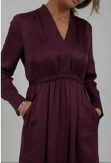 coster copenhagen 225-5516 DRESS WITH V-NECK AND GATHERINGS BORDEAUX