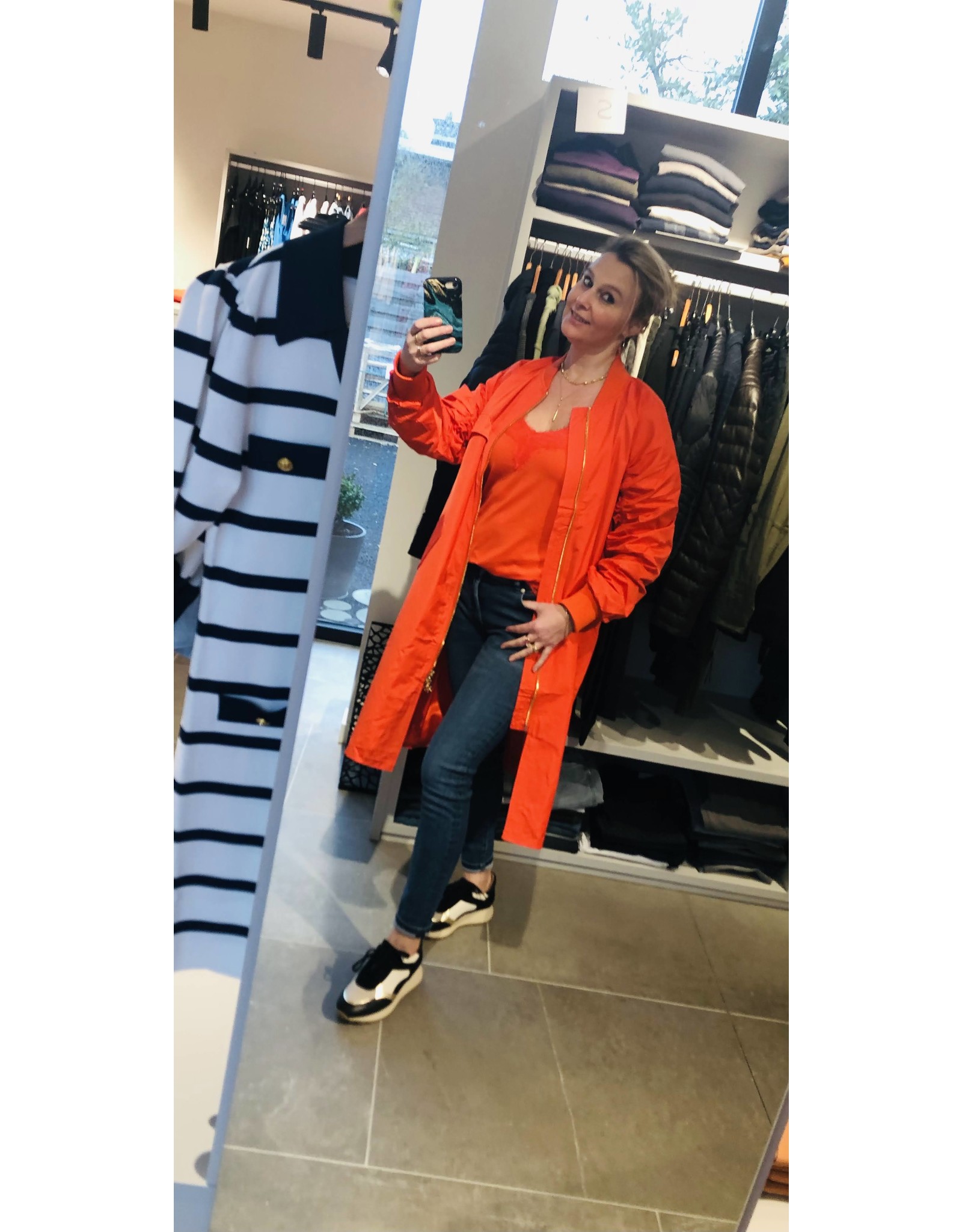 coster copenhagen 231-6104 LONG BOMBER JACKET HOT ORANGE