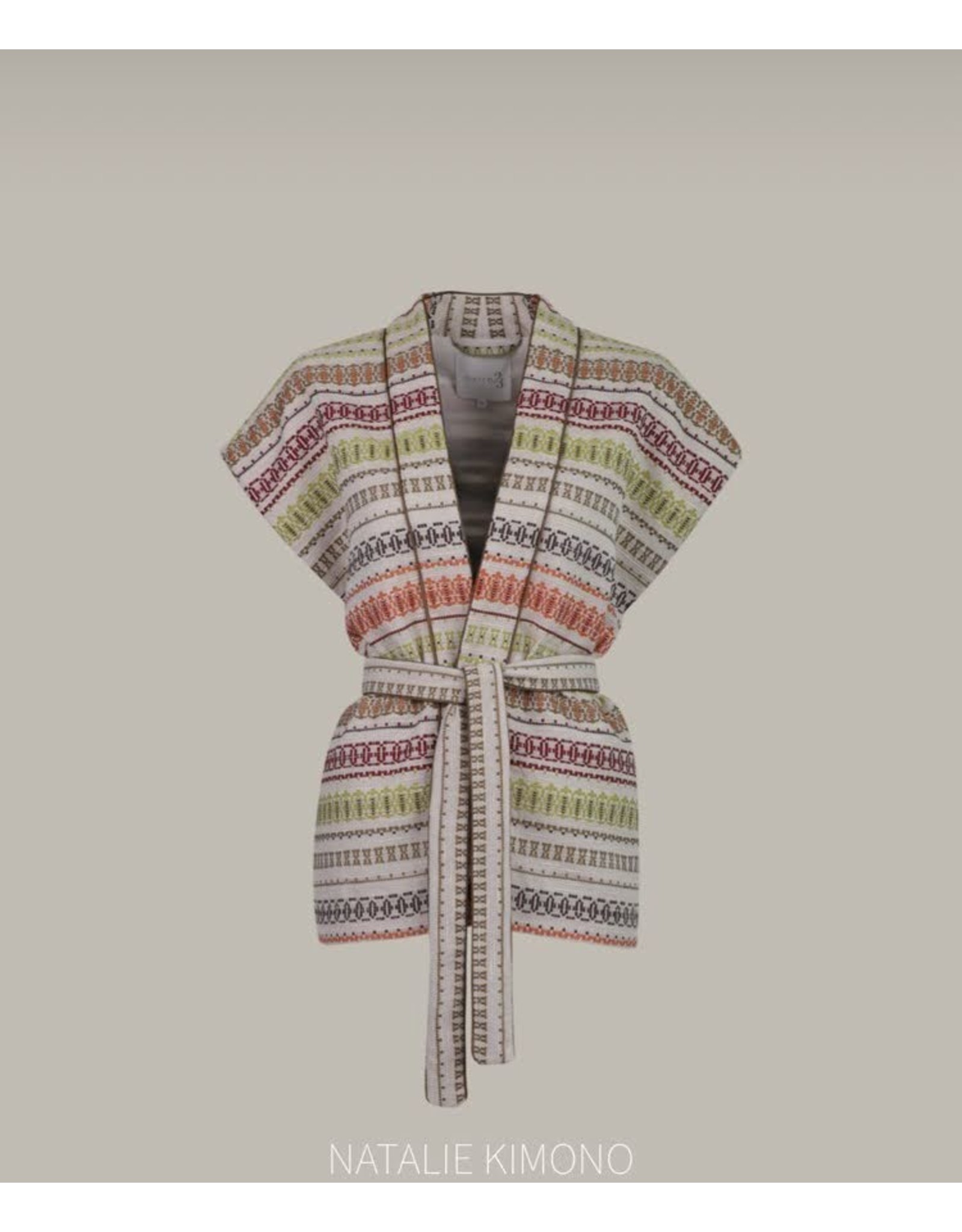 MARCH23 KIMONO NATALIE COLOR JACQUARD OLIVE