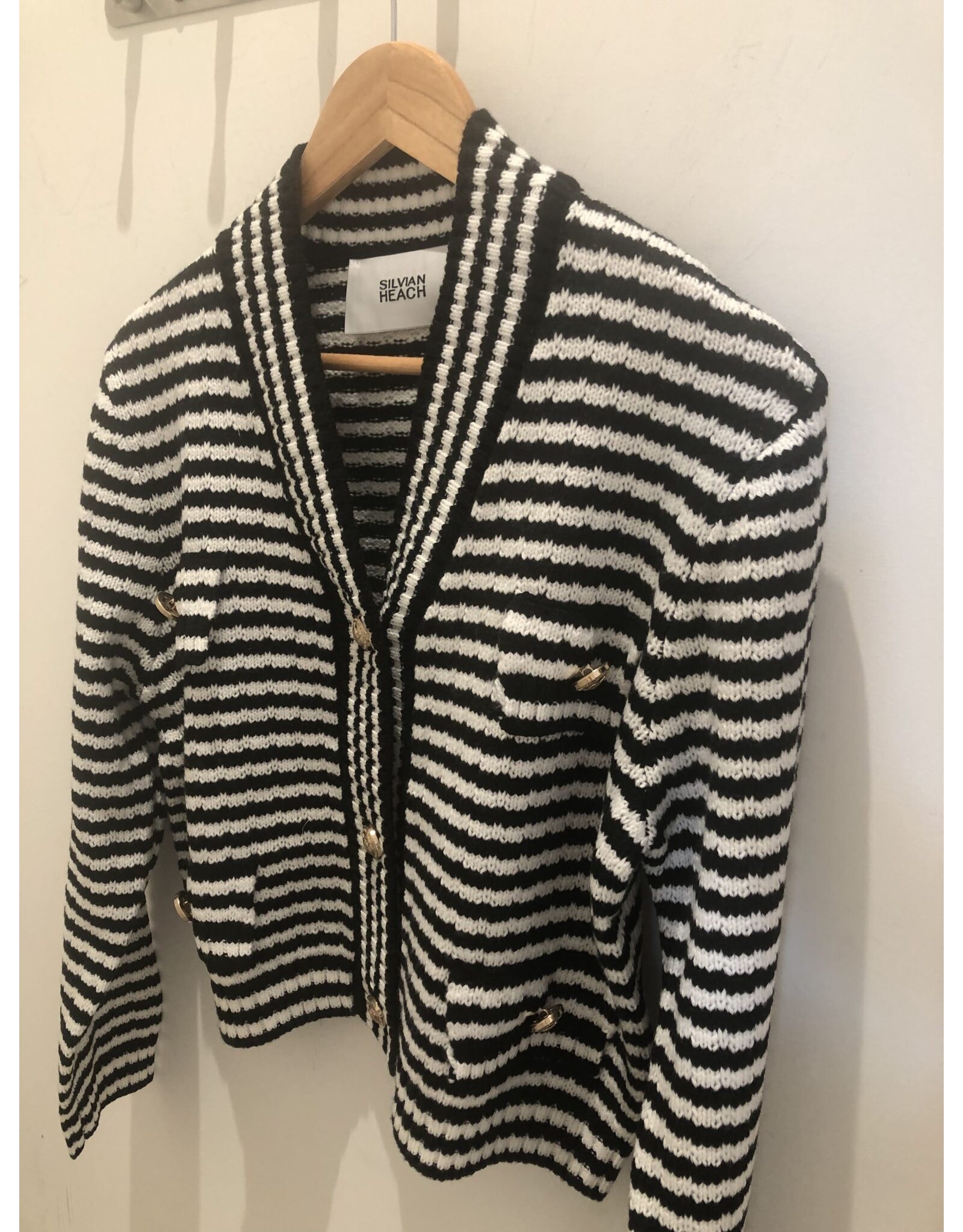 SILVIAN HEACH GPA23206CD CARDIGAN STRIPES BLACK/WHITE