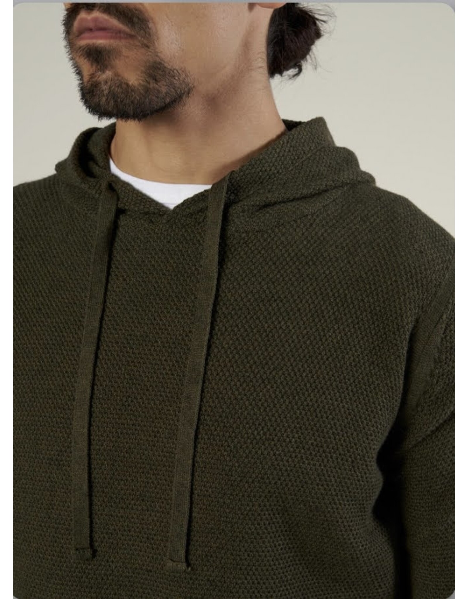 MOS MOSH 501960 BOWEN HOOD KNIT FOREST GREEN