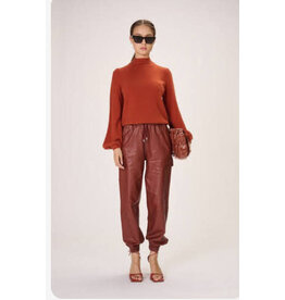 MARCH23 MAURO TROUSERS LEATHER BRICK