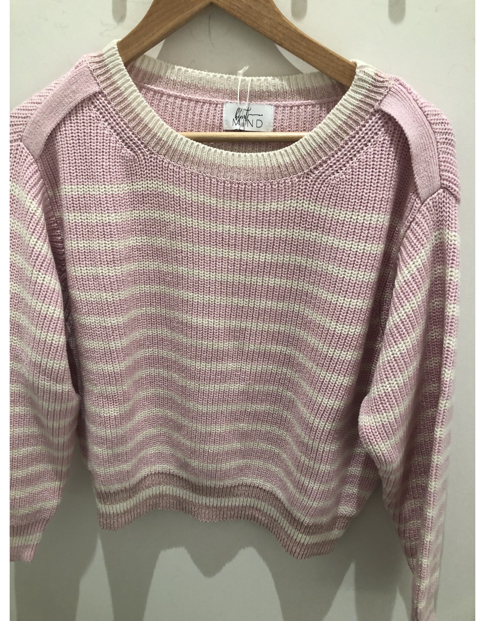 Heartmind KAZOU STRIPED CREWNECK PINK/ECRU