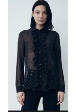 GAELLE GBDP18832 CAMICIA IN CHIFFON CON  VOLANTS NERO