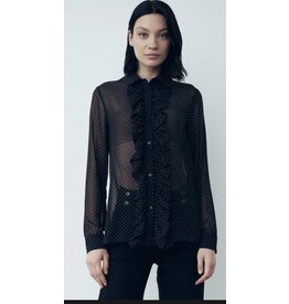 GAELLE GBDP18832 CAMICIA IN CHIFFON CON  VOLANTS NERO