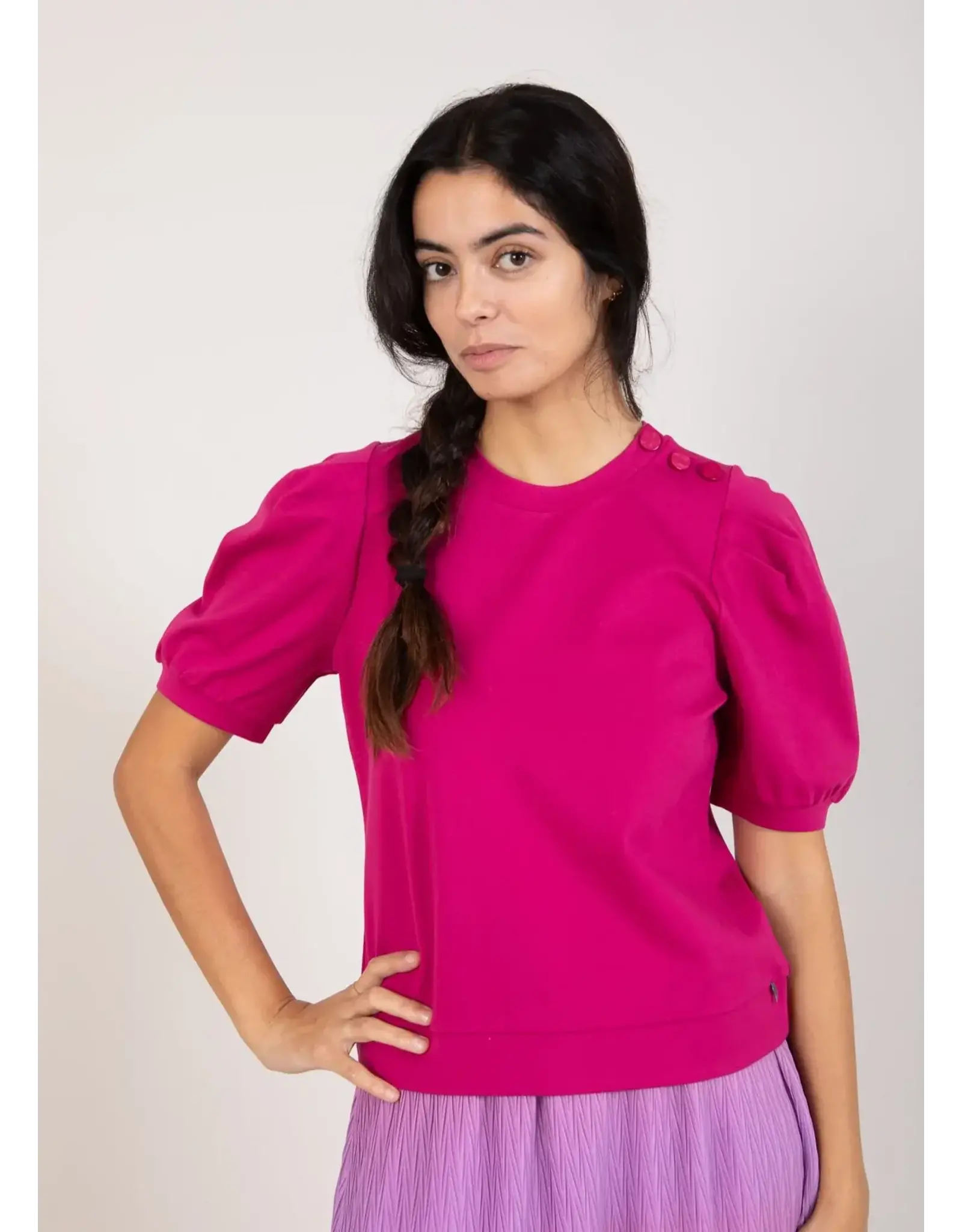 coster copenhagen SWEAT SHIRT WITH PLEATS BERRY