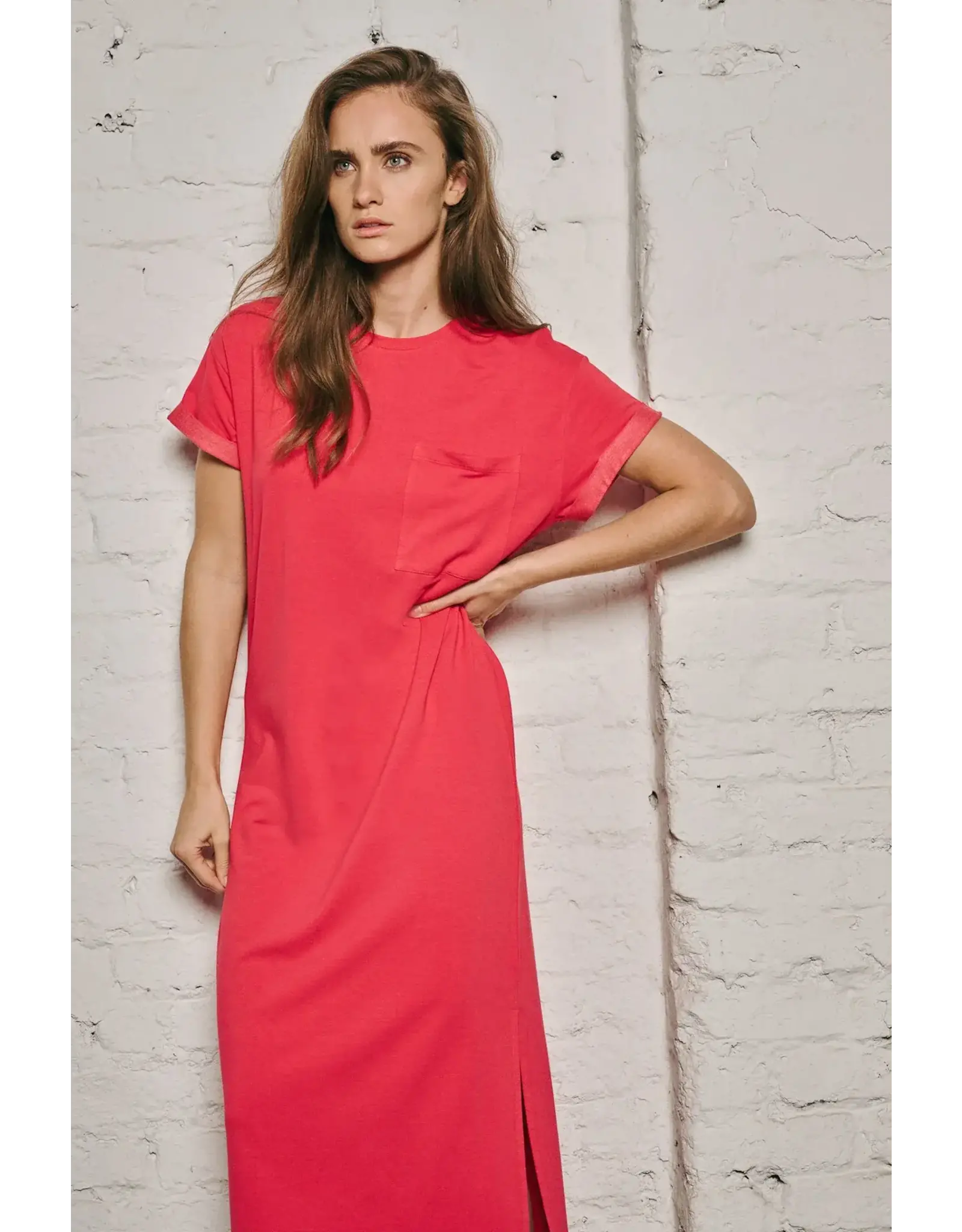 JUST EVE DRESS PERLA T-SHIRT JERSEY FRAMBOISE