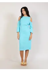 coster copenhagen 241-5153 DRESS WITH SHOULDER DETAIL AQUA BLUE