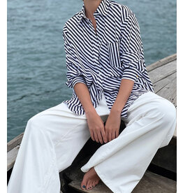 JANICE KYGO BLUE STRIPE BLOUSE