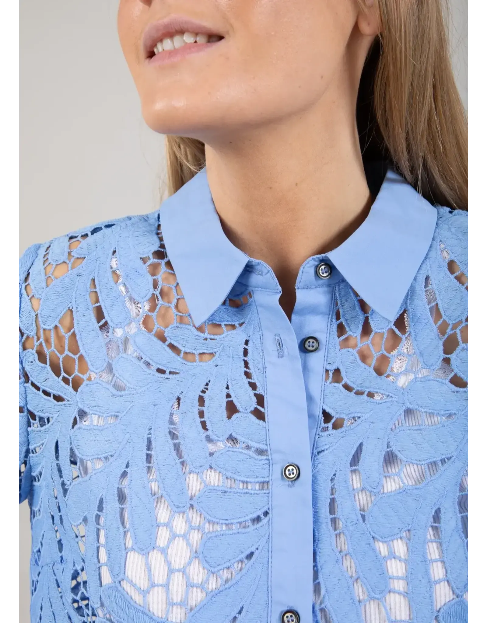 coster copenhagen 242-1250 LACE SHIRT BRIGHT DKY BLUE