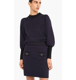 JANICE ROKJE GEBREID STRETCH VISCOSE RODGER LOGO ZWART BLAUW