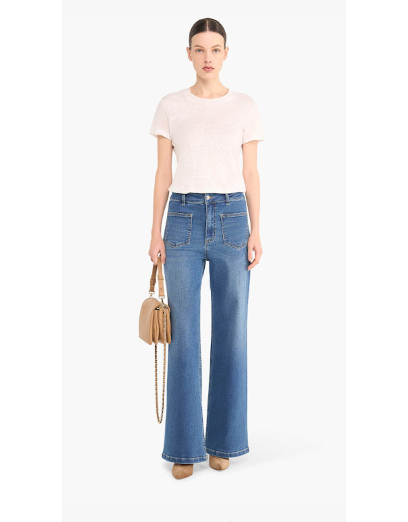 JANICE HIGH RISE DAMES JEANS RECHTE PIJP FLARED JAGGER BLAUW 111