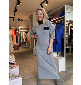MARCH23 DRESS ANNETTE WOOLBLEND DARK GREY/PLUME/MIDNIGHT