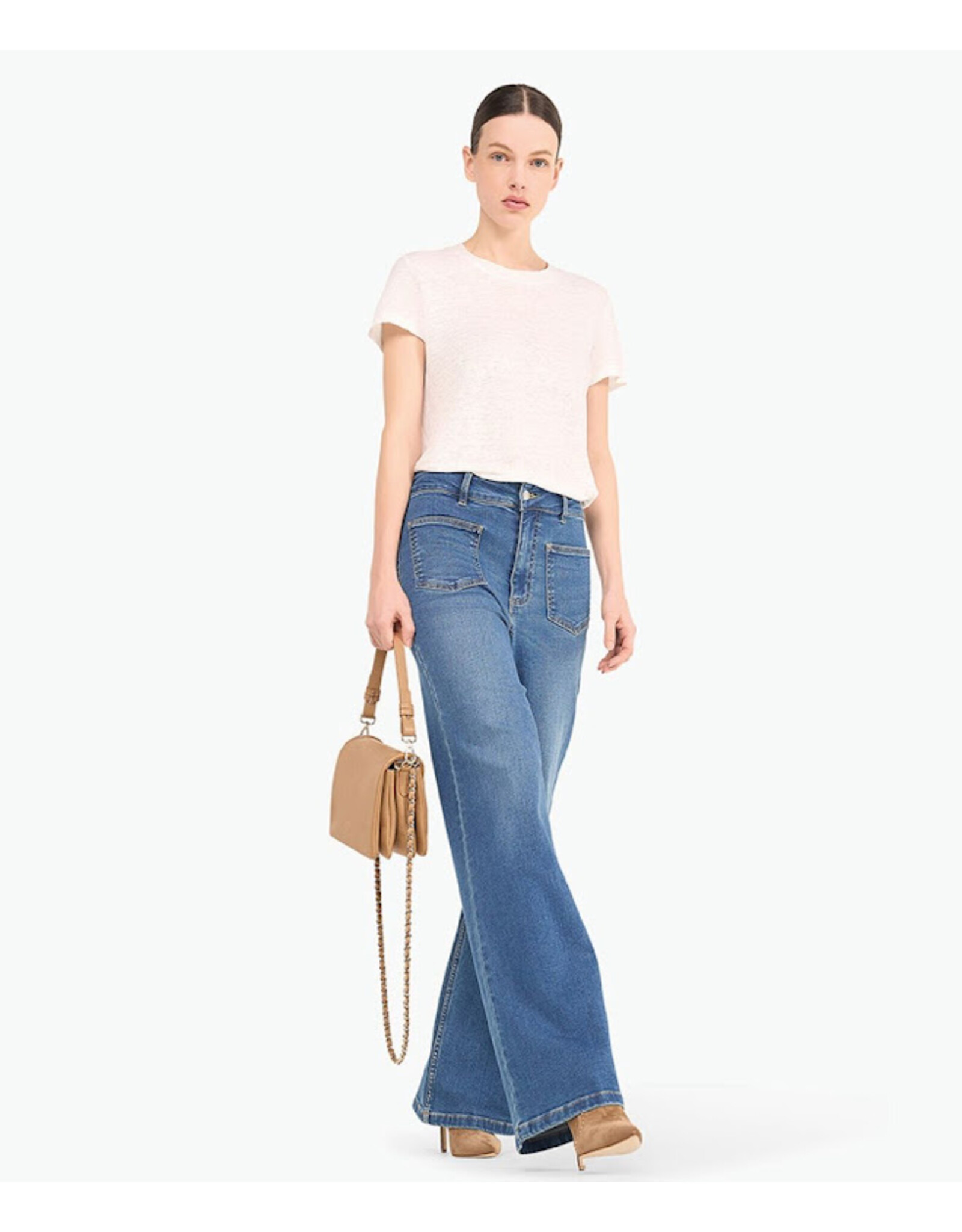 JANICE HIGH RISE DAMES JEANS RECHTE PIJP FLARED JAGGER BLAUW 111