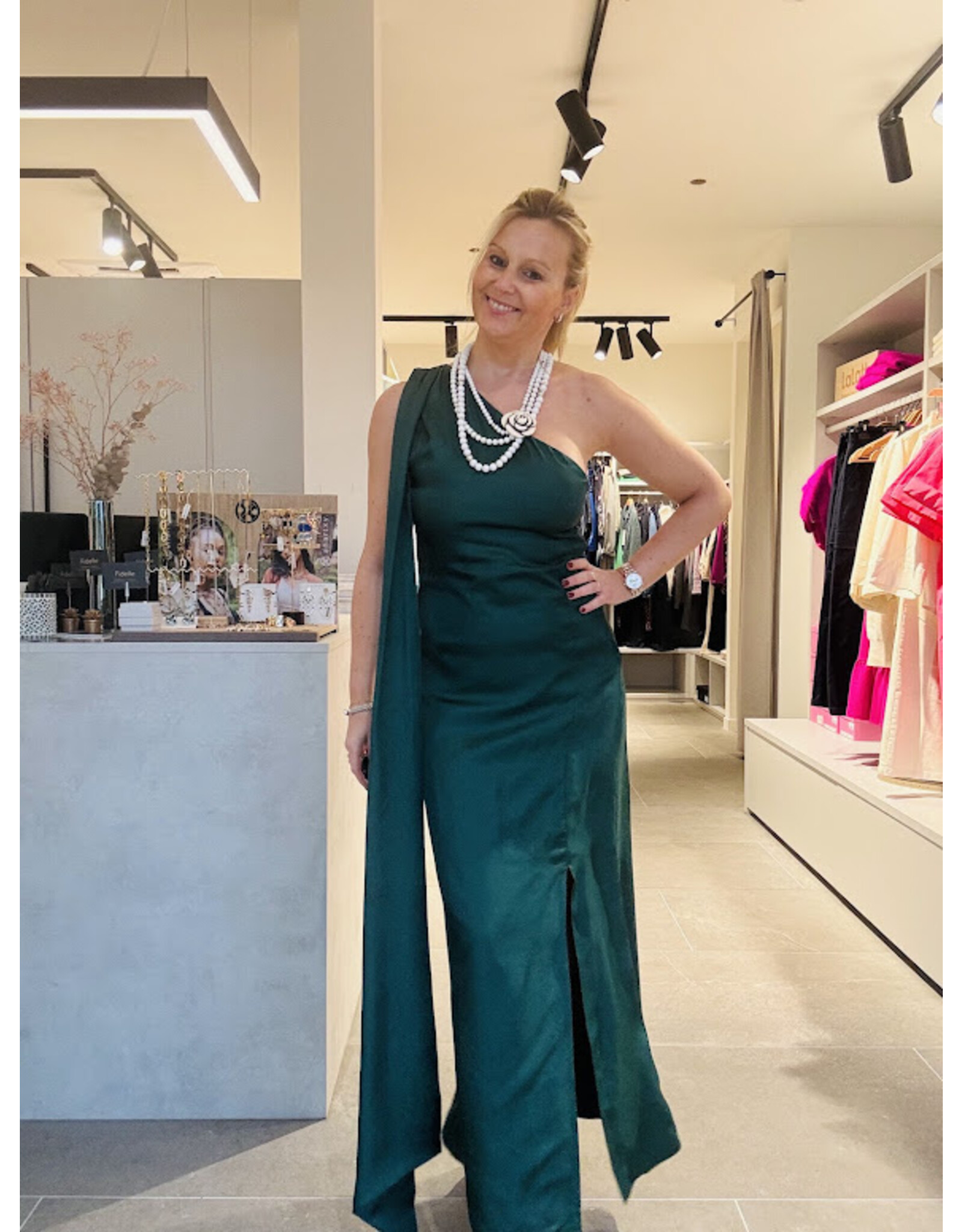 JUST EVE DRESS CARMINA FOREST GREEN