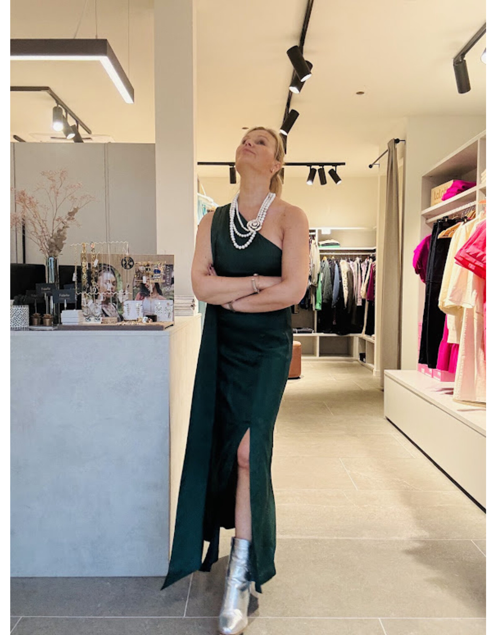 JUST EVE DRESS CARMINA FOREST GREEN