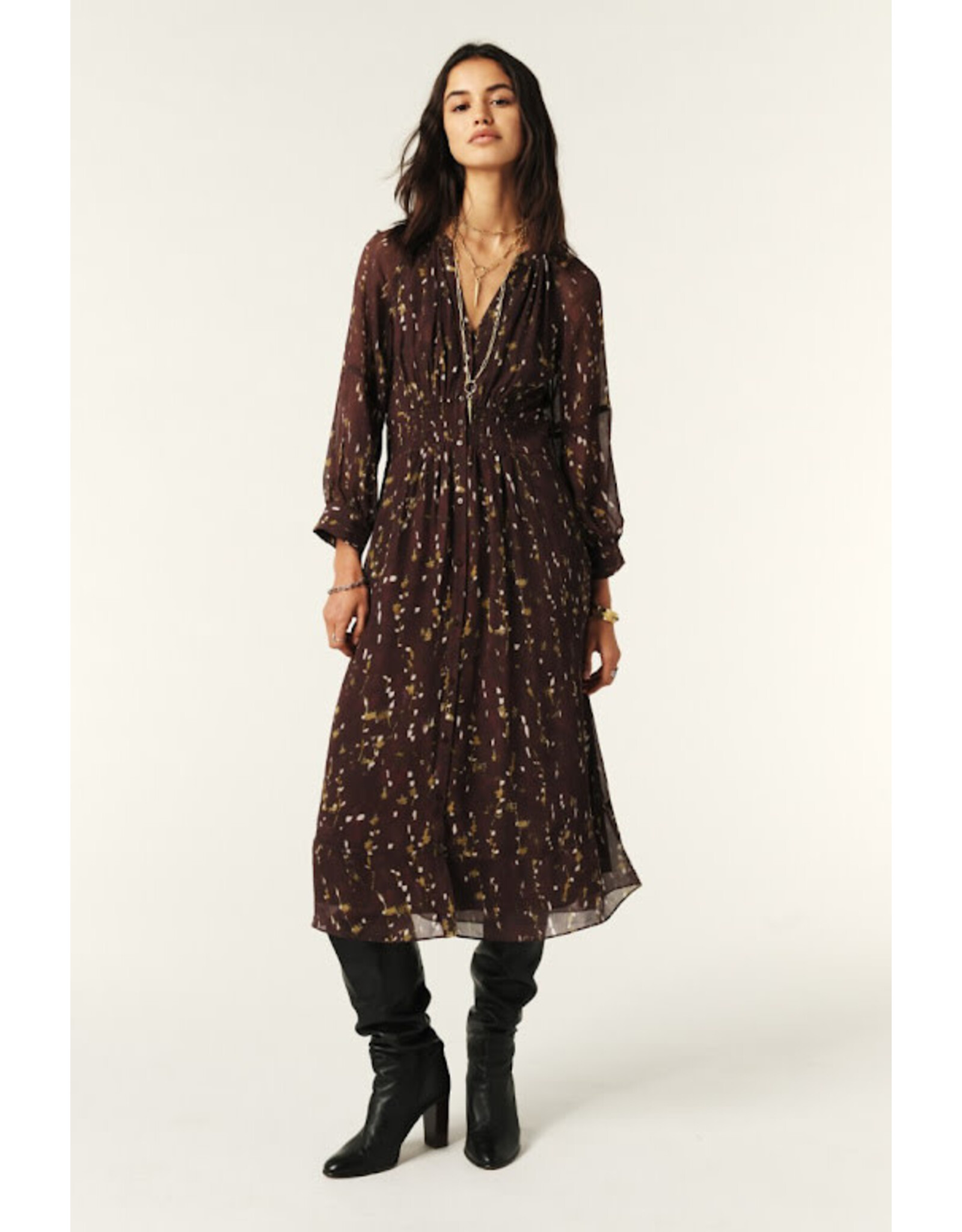 BA&SH ROBE KARLA CHOCOLAT