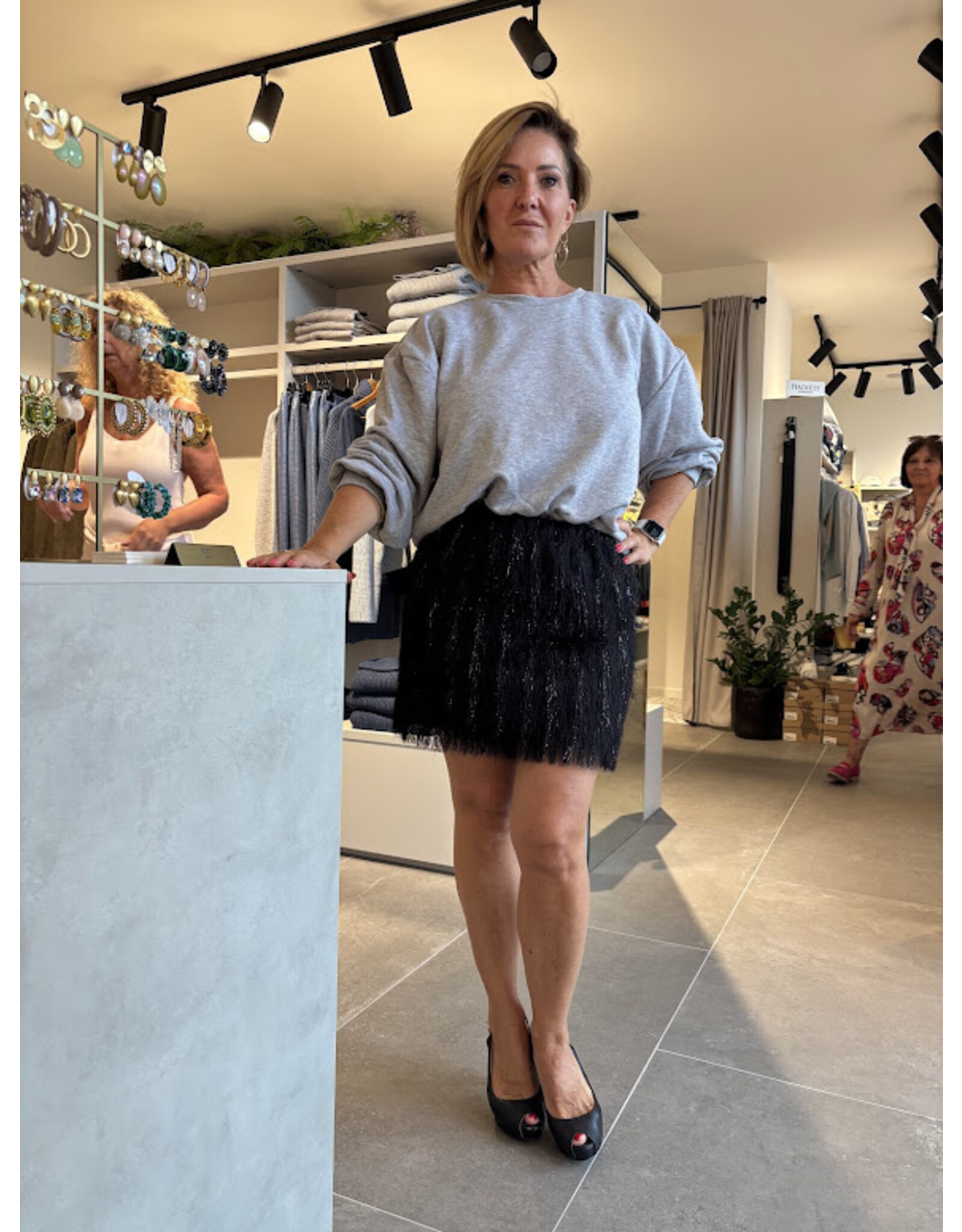 JUST EVE SKIRT SWIRL PELLO BLACK