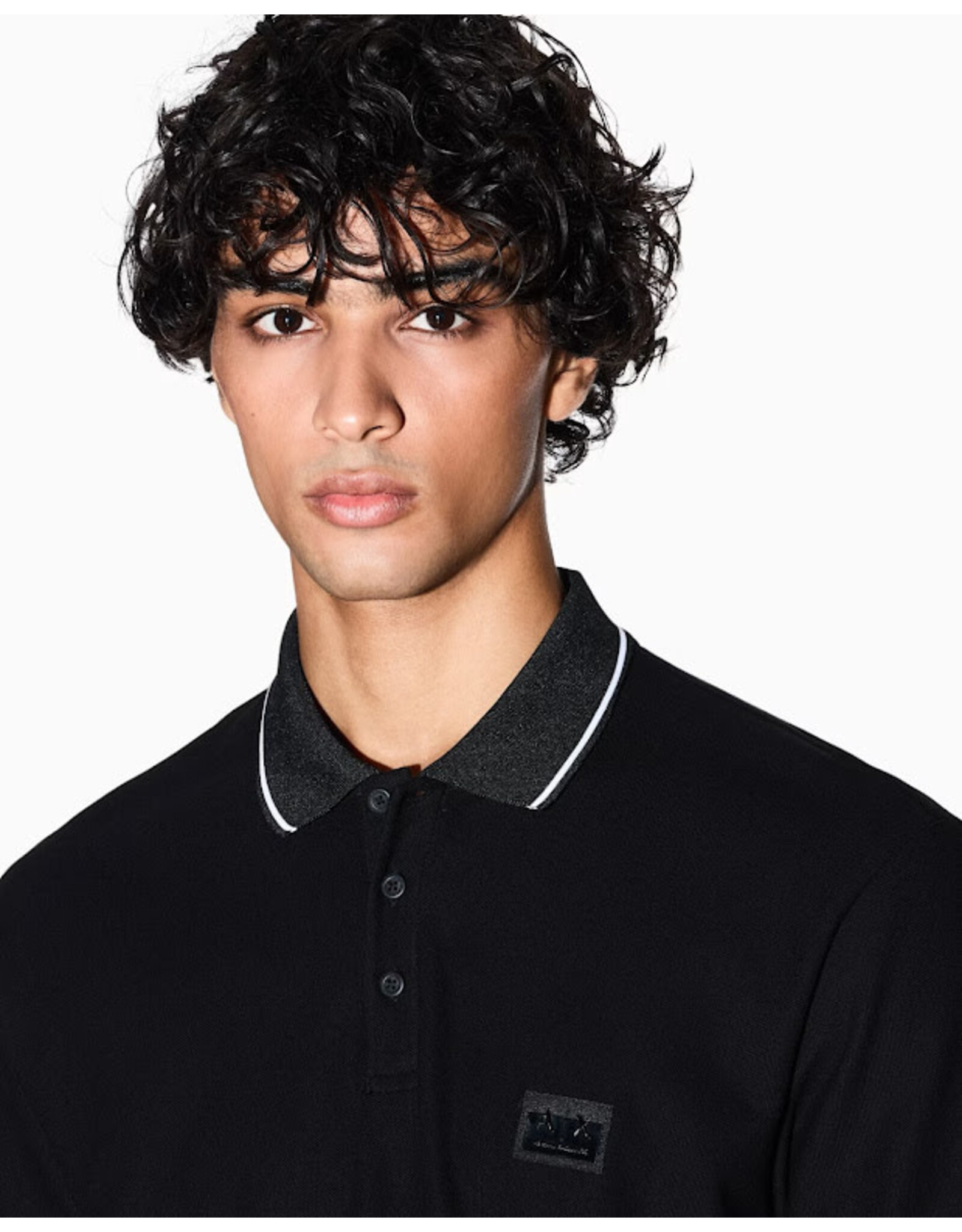 ARMANI EXCHANGE A/X XM001393 AF162622 JERSEY POLO SHIRT BLACK