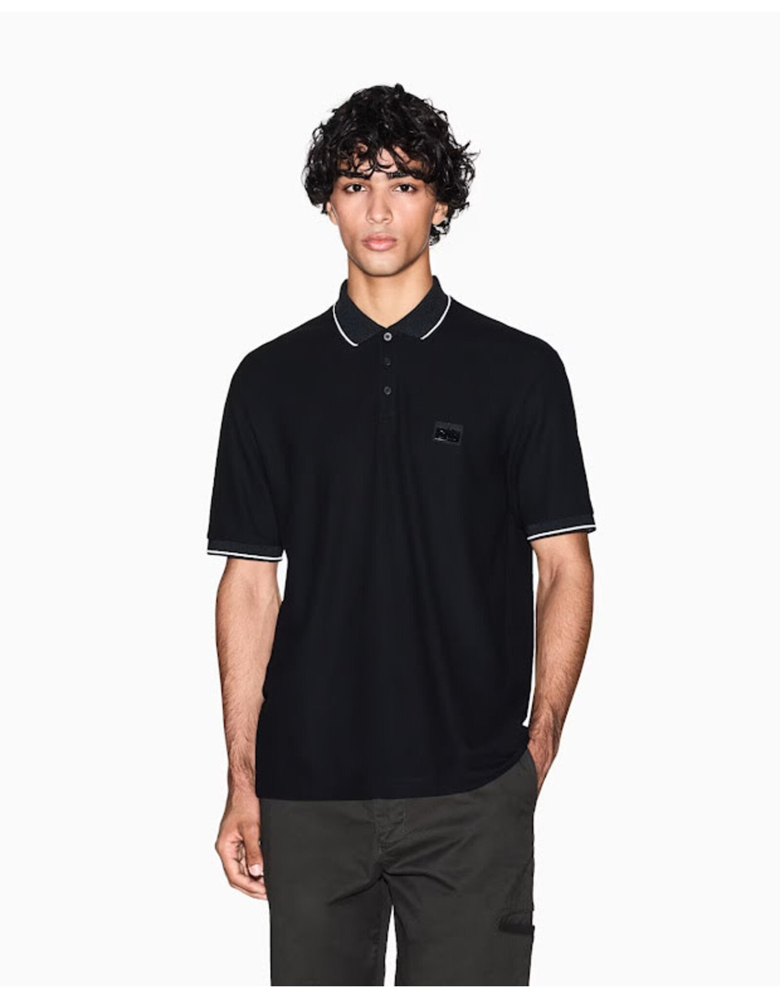 ARMANI EXCHANGE A/X XM001393 AF162622 JERSEY POLO SHIRT BLACK