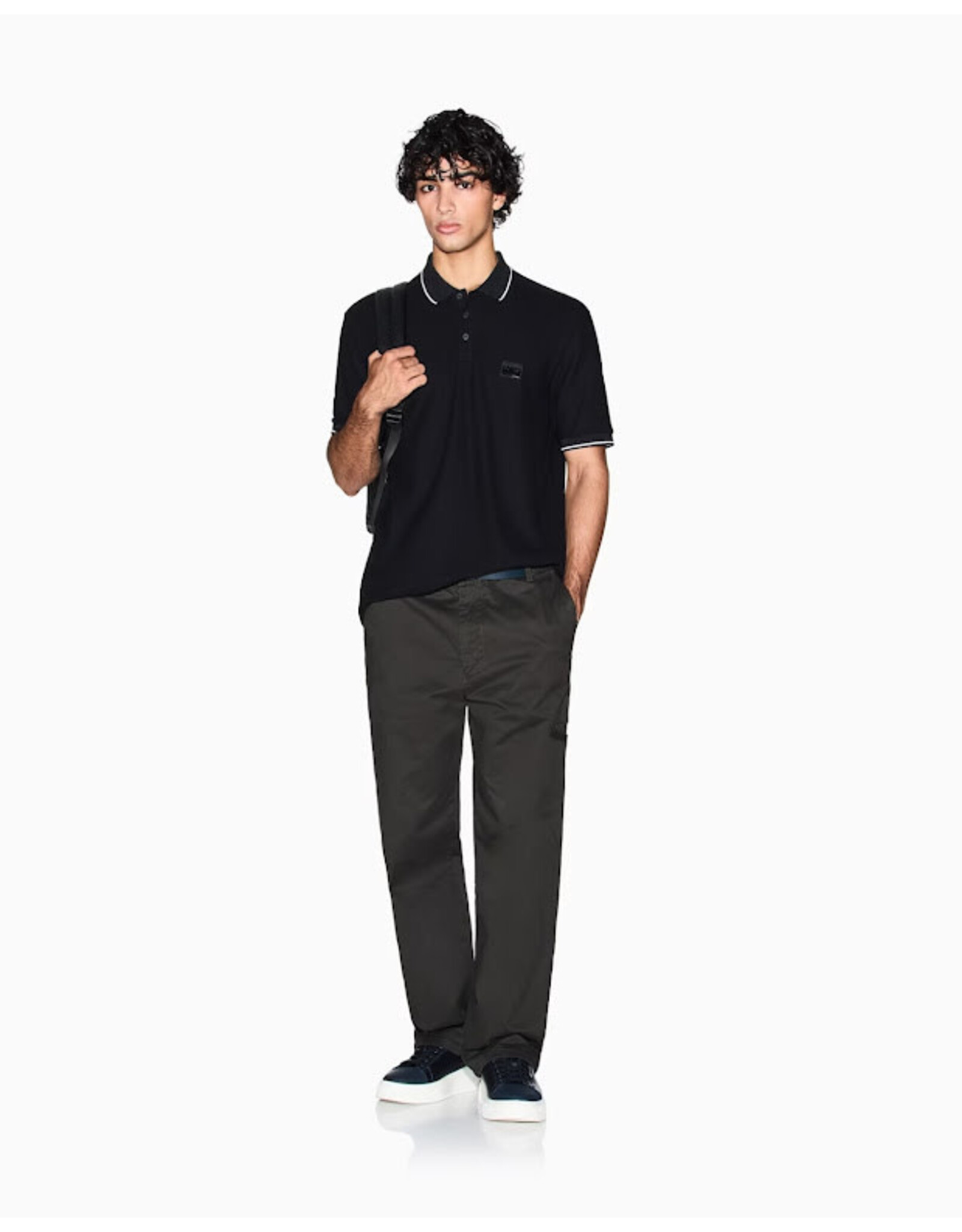 ARMANI EXCHANGE A/X XM001393 AF162622 JERSEY POLO SHIRT BLACK