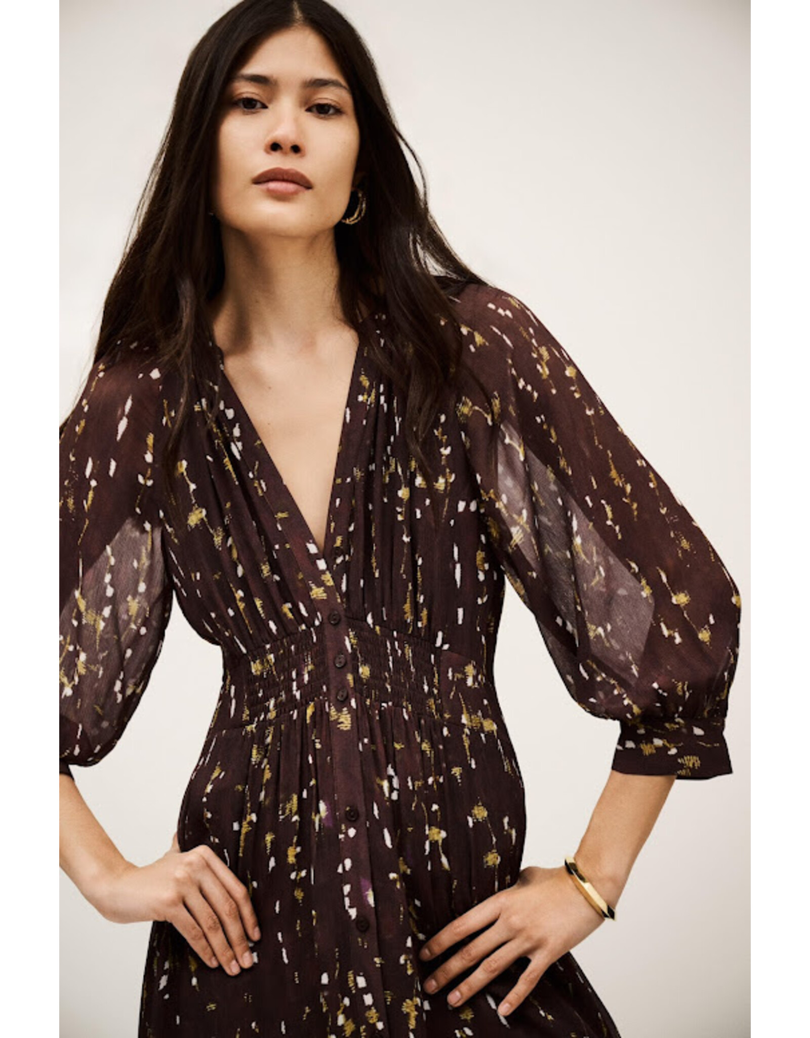 BA&SH ROBE KARLA CHOCOLAT