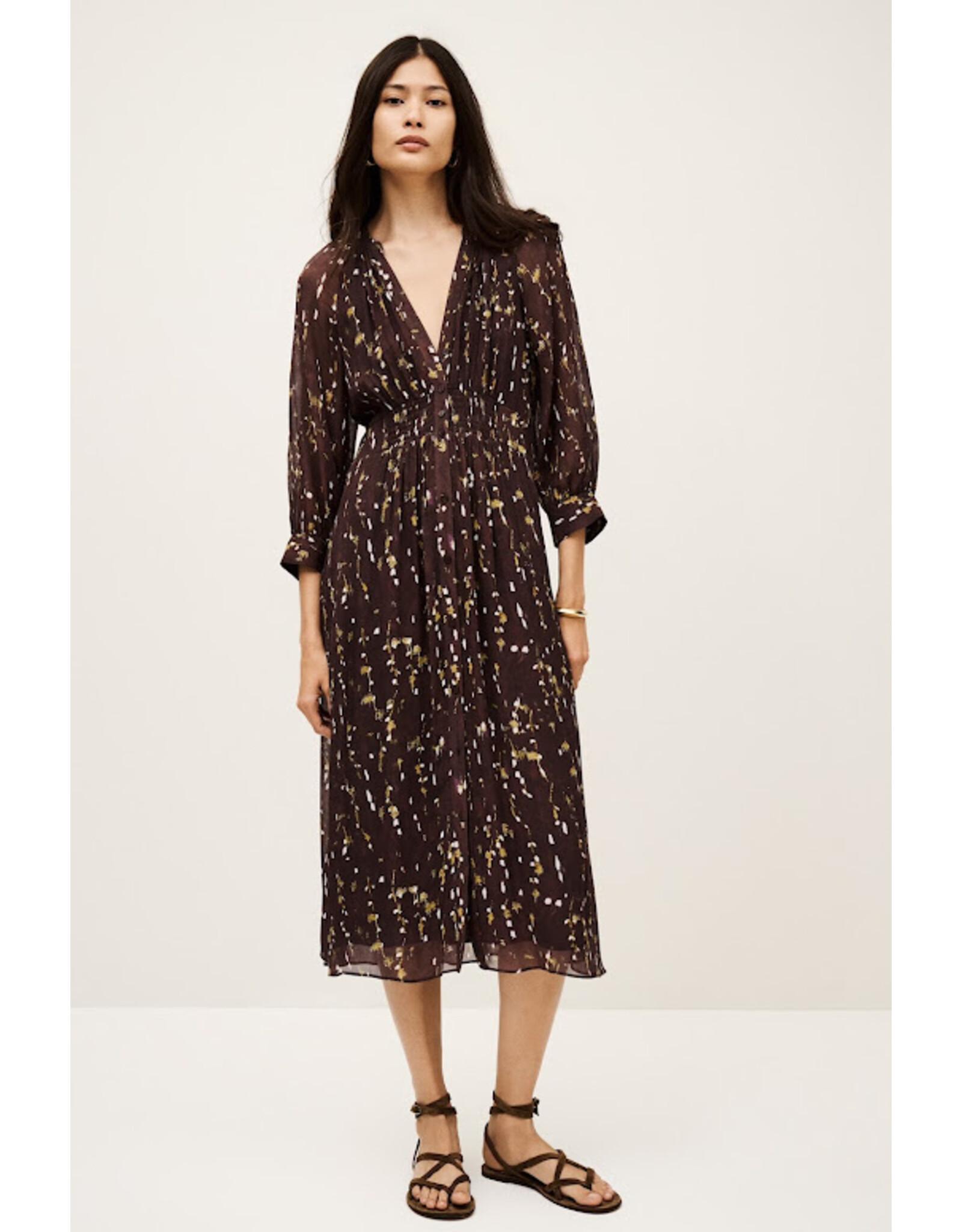 BA&SH ROBE KARLA CHOCOLAT