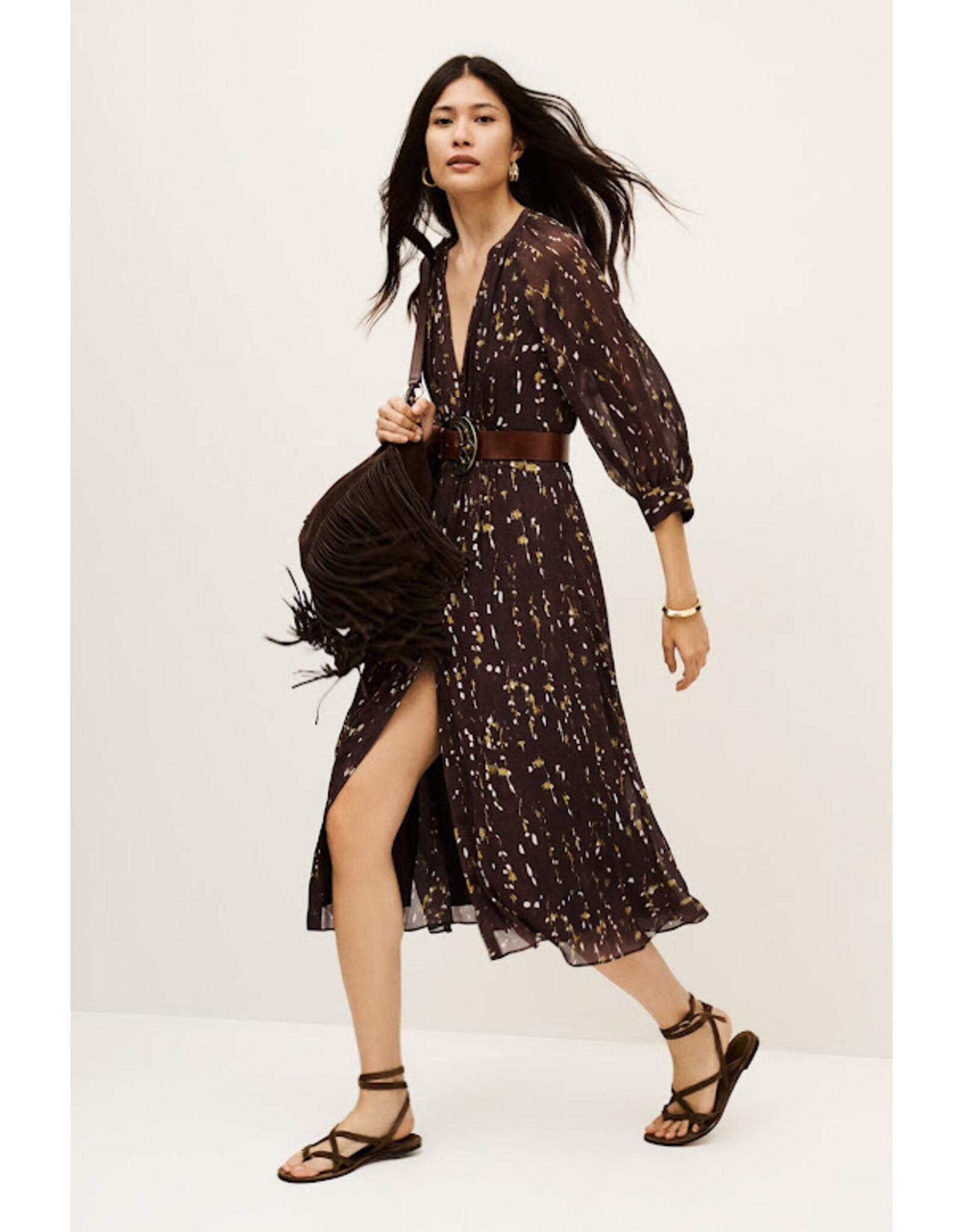 BA&SH ROBE KARLA CHOCOLAT