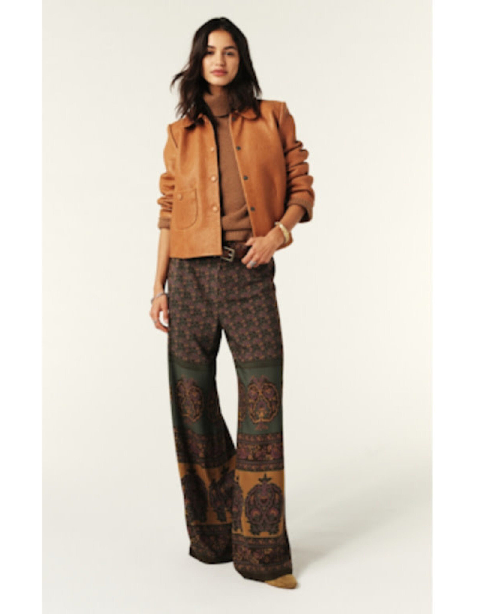 BA&SH 1H125 PANTALON BRANY WIDE TROUSERS CHOCOLAT