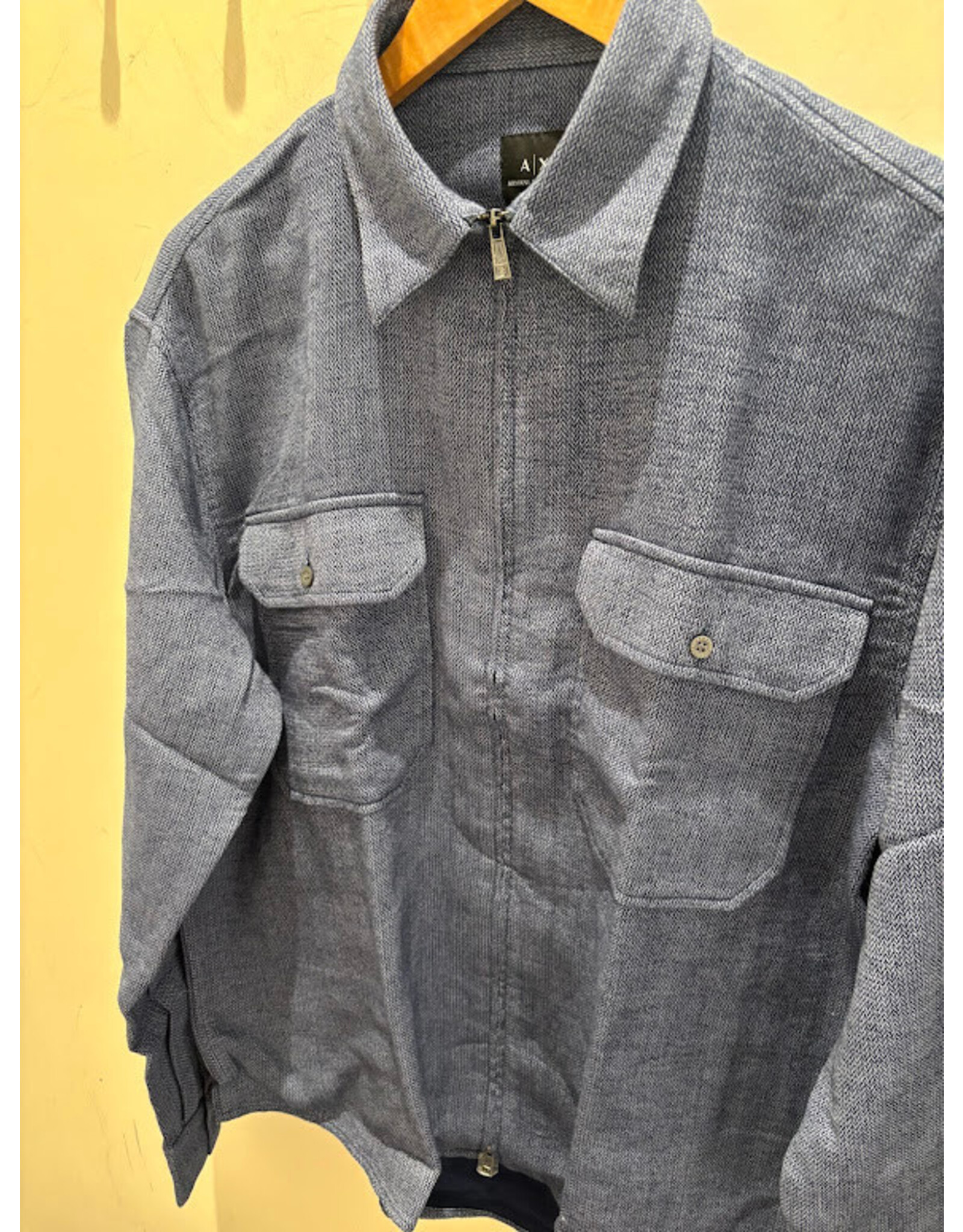ARMANI EXCHANGE A/X XM001140 AF166112 WOVEN SHIRT BLUE HERRINGBONE