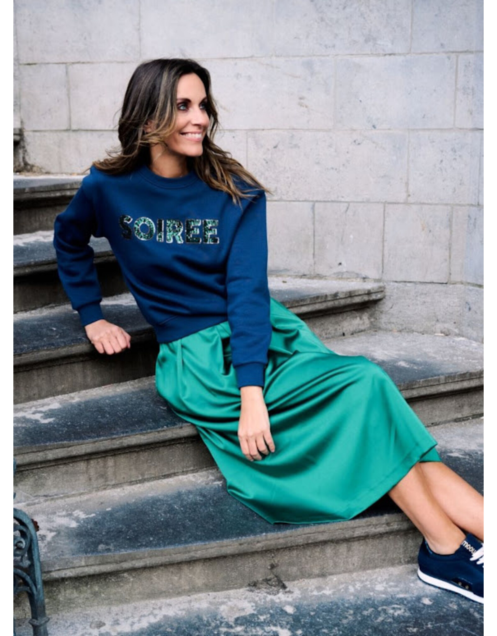 Leonie de Paris SOIR SWEATER MARINE/FLESSENGROEN