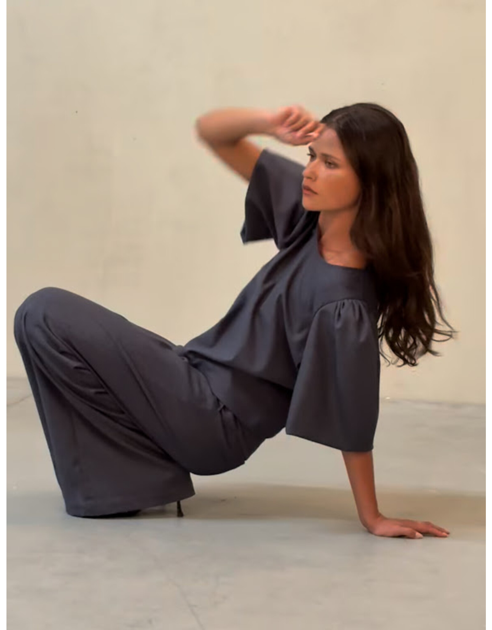 JUST EVE TROUSERS TOYA PINTUS BLUE MELANGE
