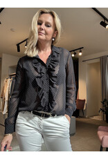 GAELLE GBDP18832 CAMICIA IN CHIFFON CON  VOLANTS NERO