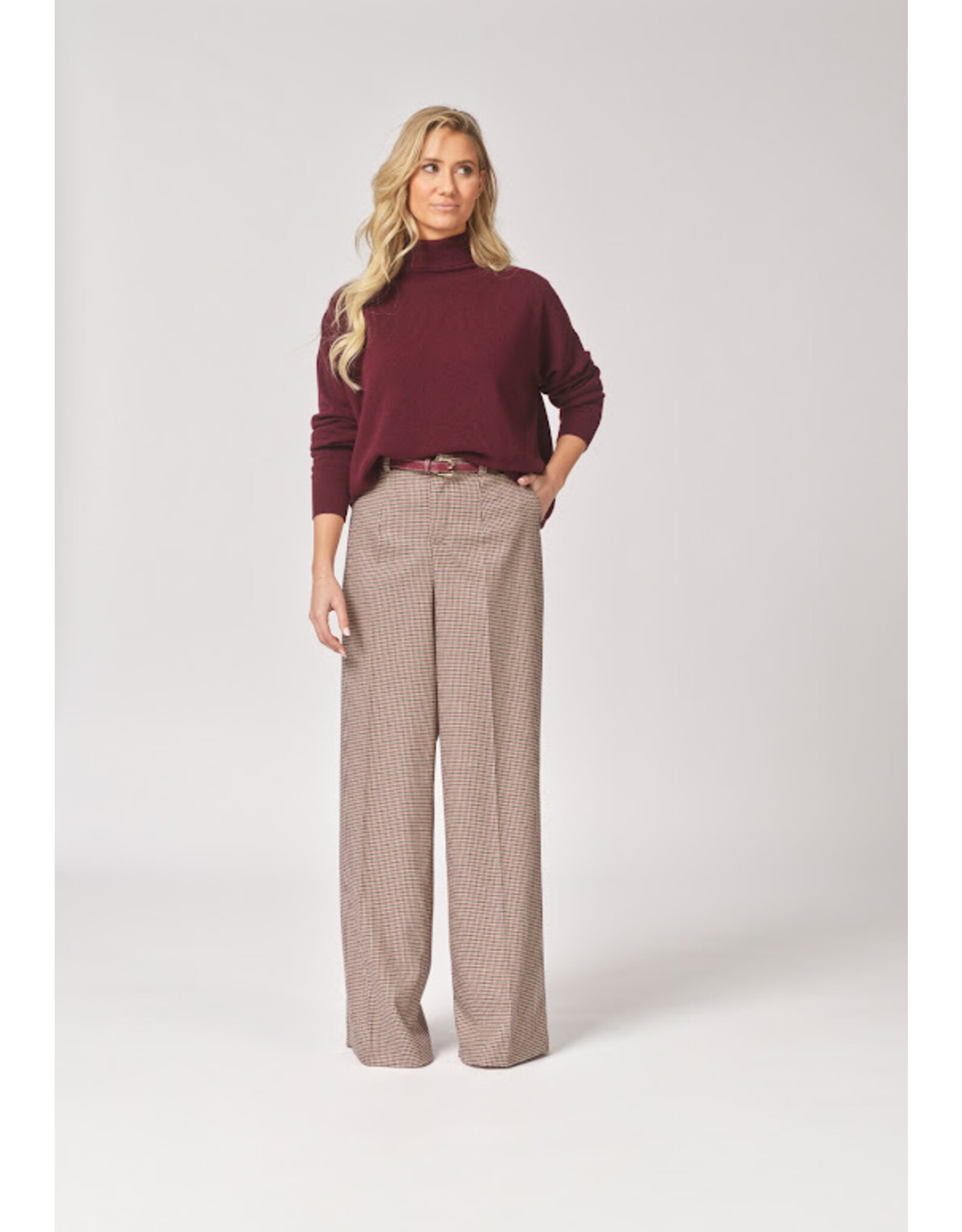 LALOTTI OSCARE PANTS PIED DE POULE BURGUNDY