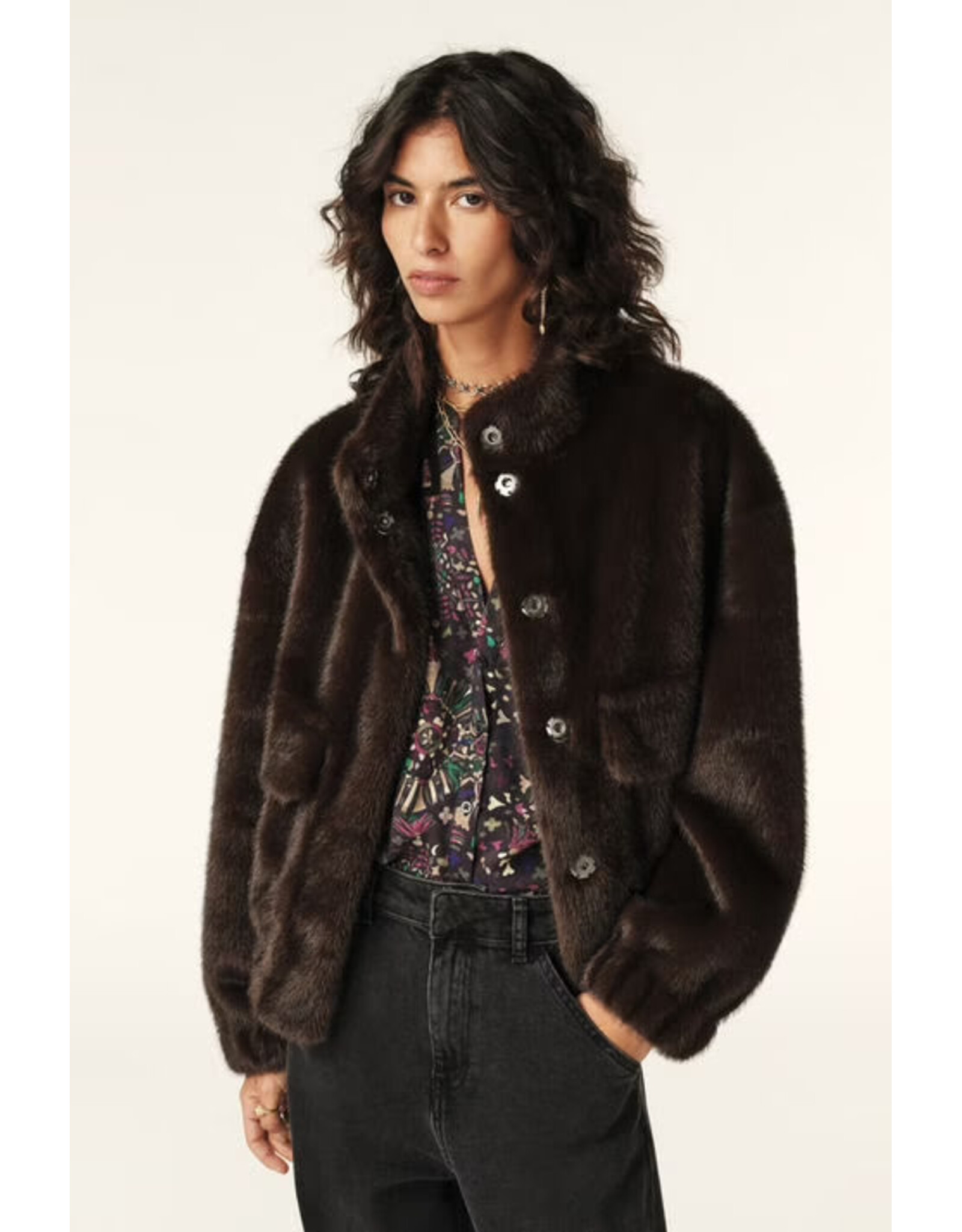 BA&SH MANTEAU PAROS CHOCOLAT