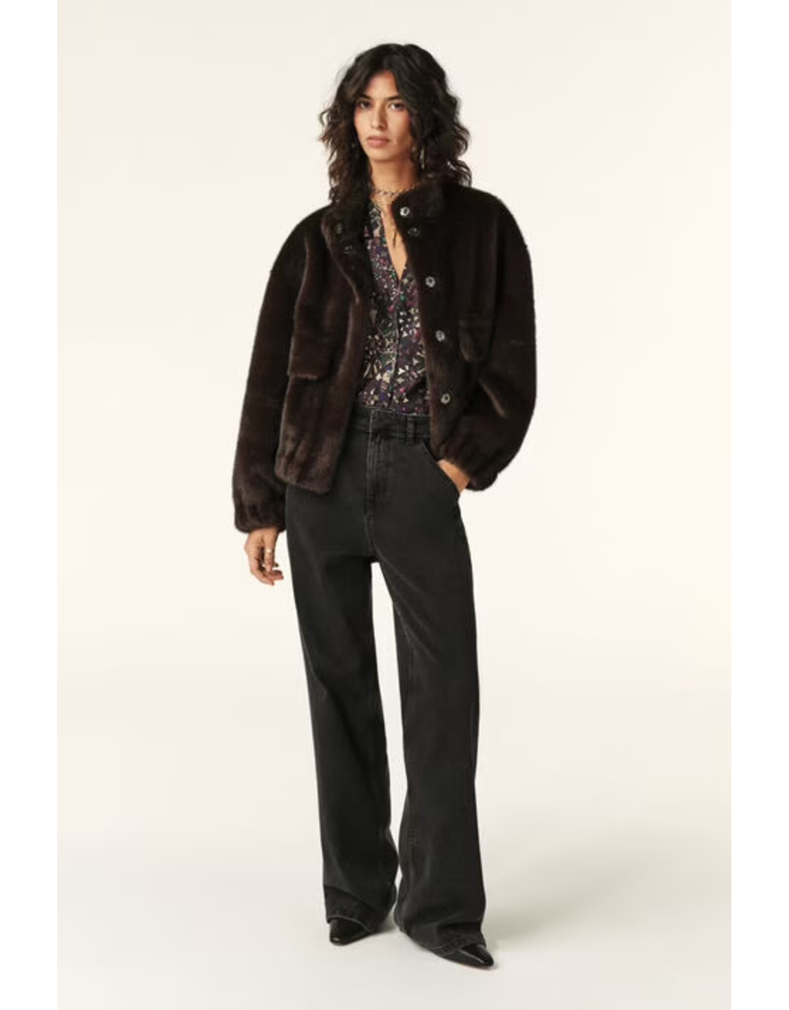 BA&SH MANTEAU PAROS CHOCOLAT