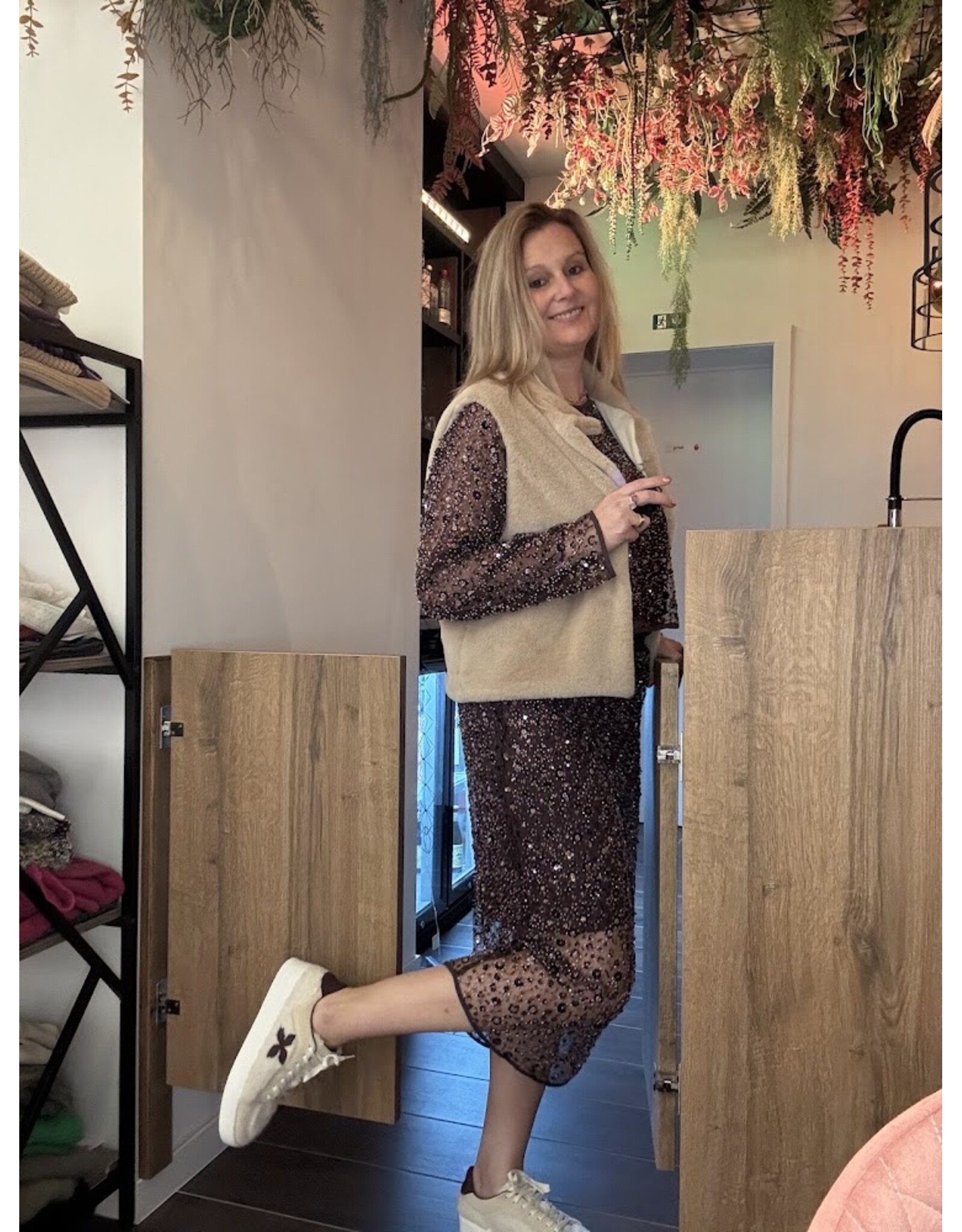 LALOTTI LALOTTI TEDDY SNEAKER ECRU/BURGUNDY