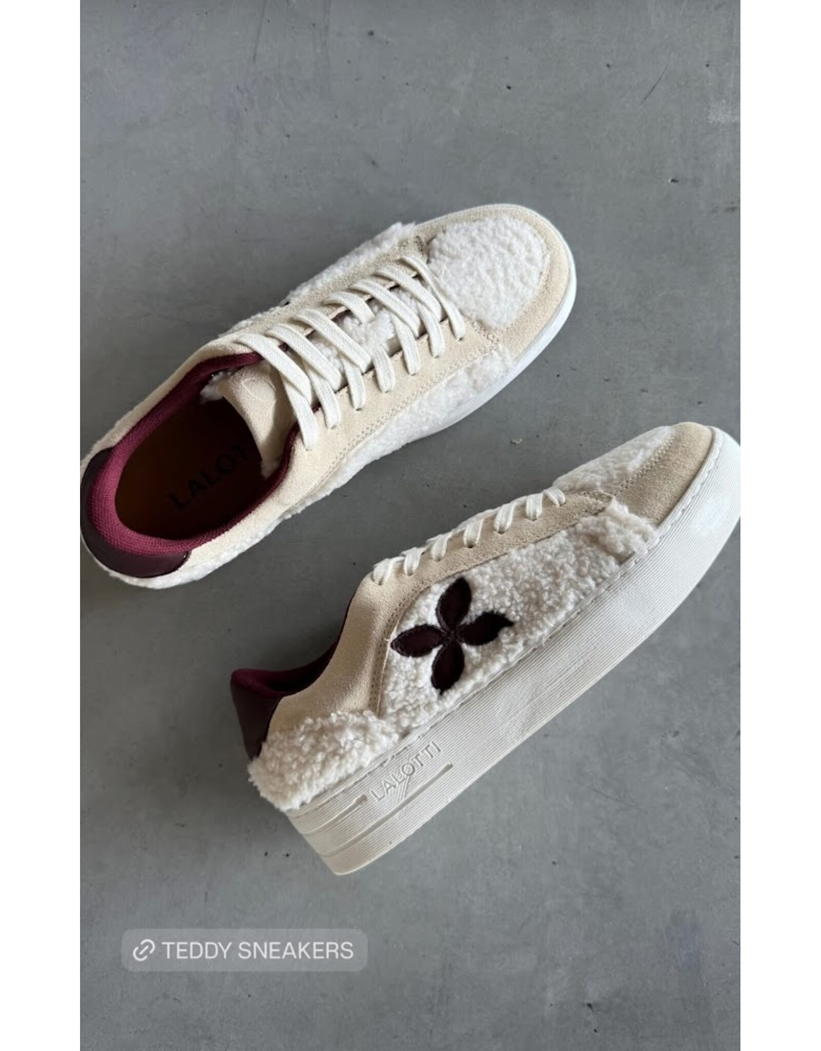 LALOTTI LALOTTI TEDDY SNEAKER ECRU/BURGUNDY