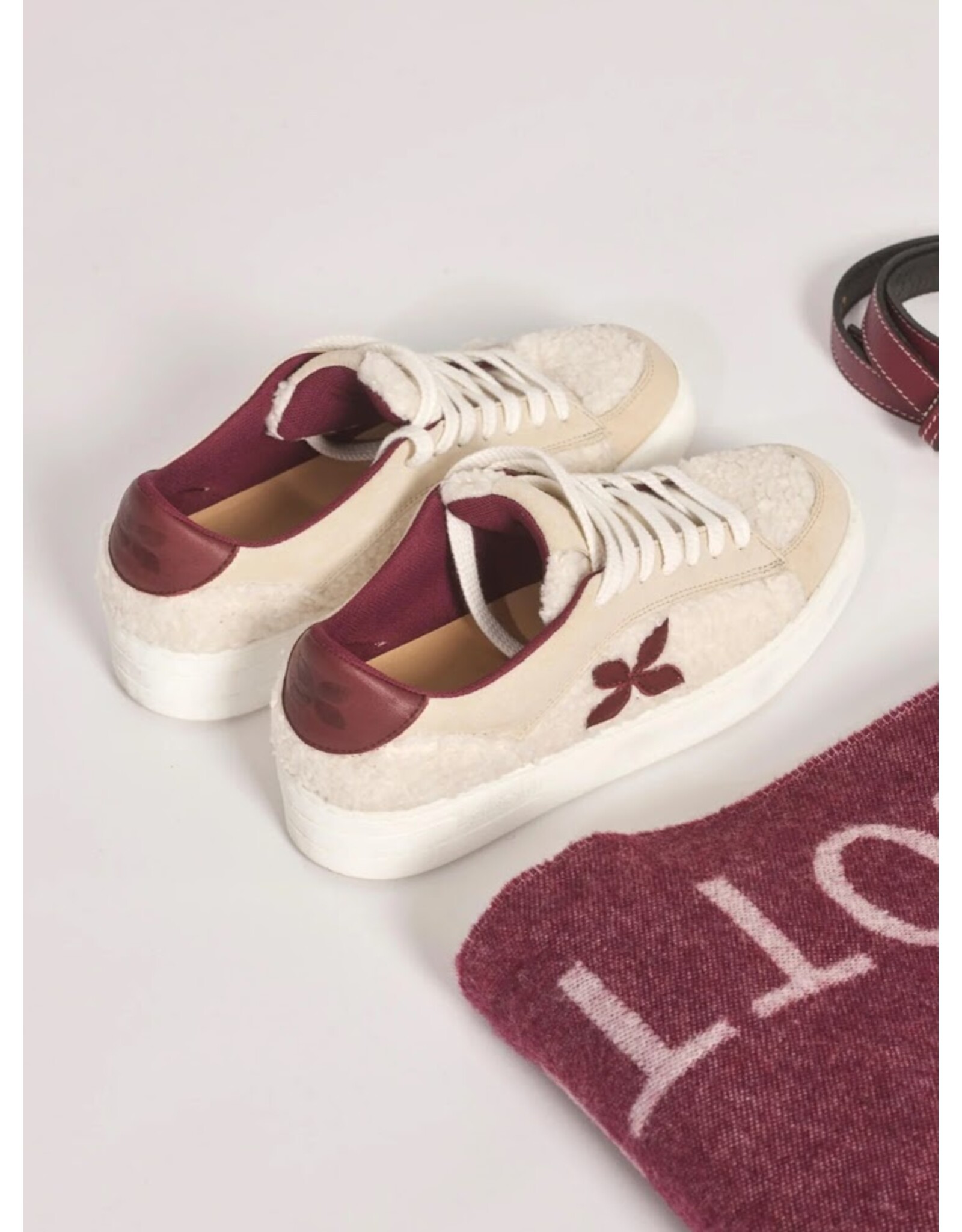 LALOTTI LALOTTI TEDDY SNEAKER ECRU/BURGUNDY