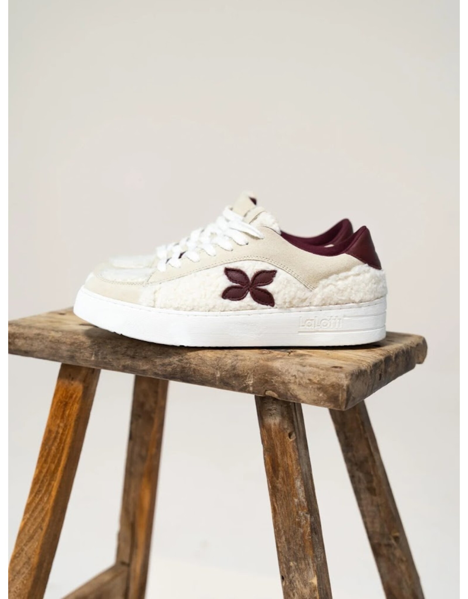 LALOTTI LALOTTI TEDDY SNEAKER ECRU/BURGUNDY