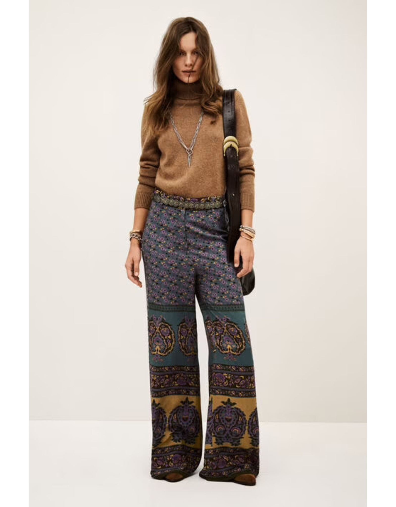 BA&SH 1H125 PANTALON BRANY WIDE TROUSERS CHOCOLAT