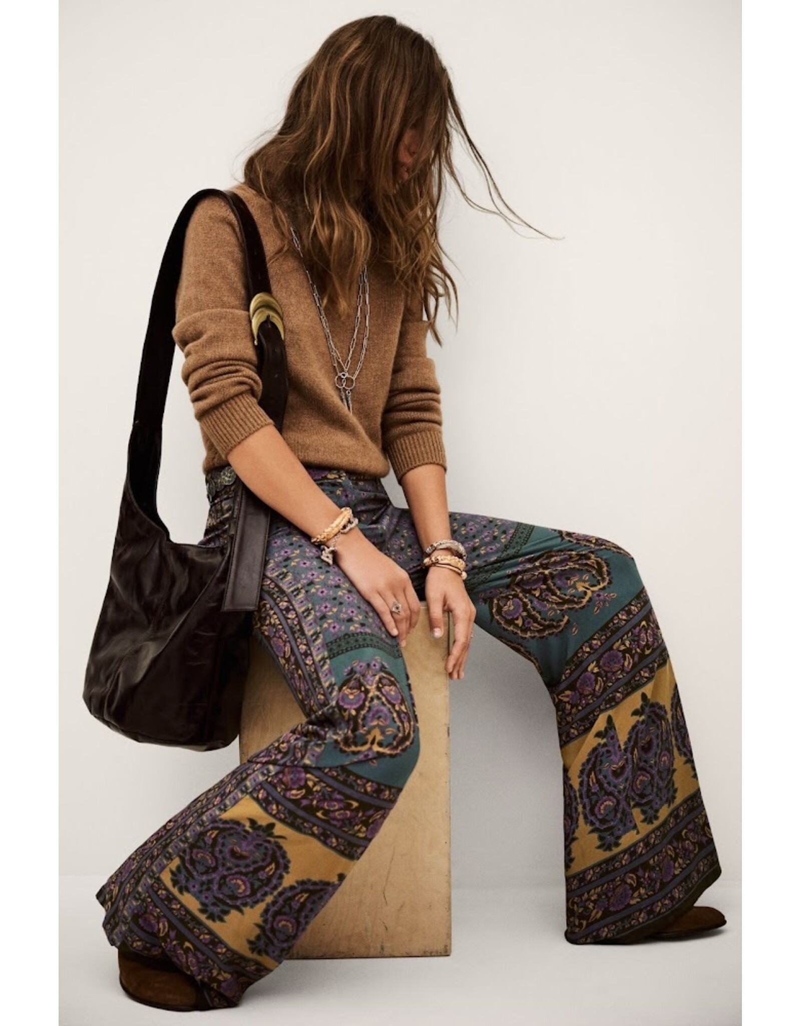 BA&SH 1H125 PANTALON BRANY WIDE TROUSERS CHOCOLAT