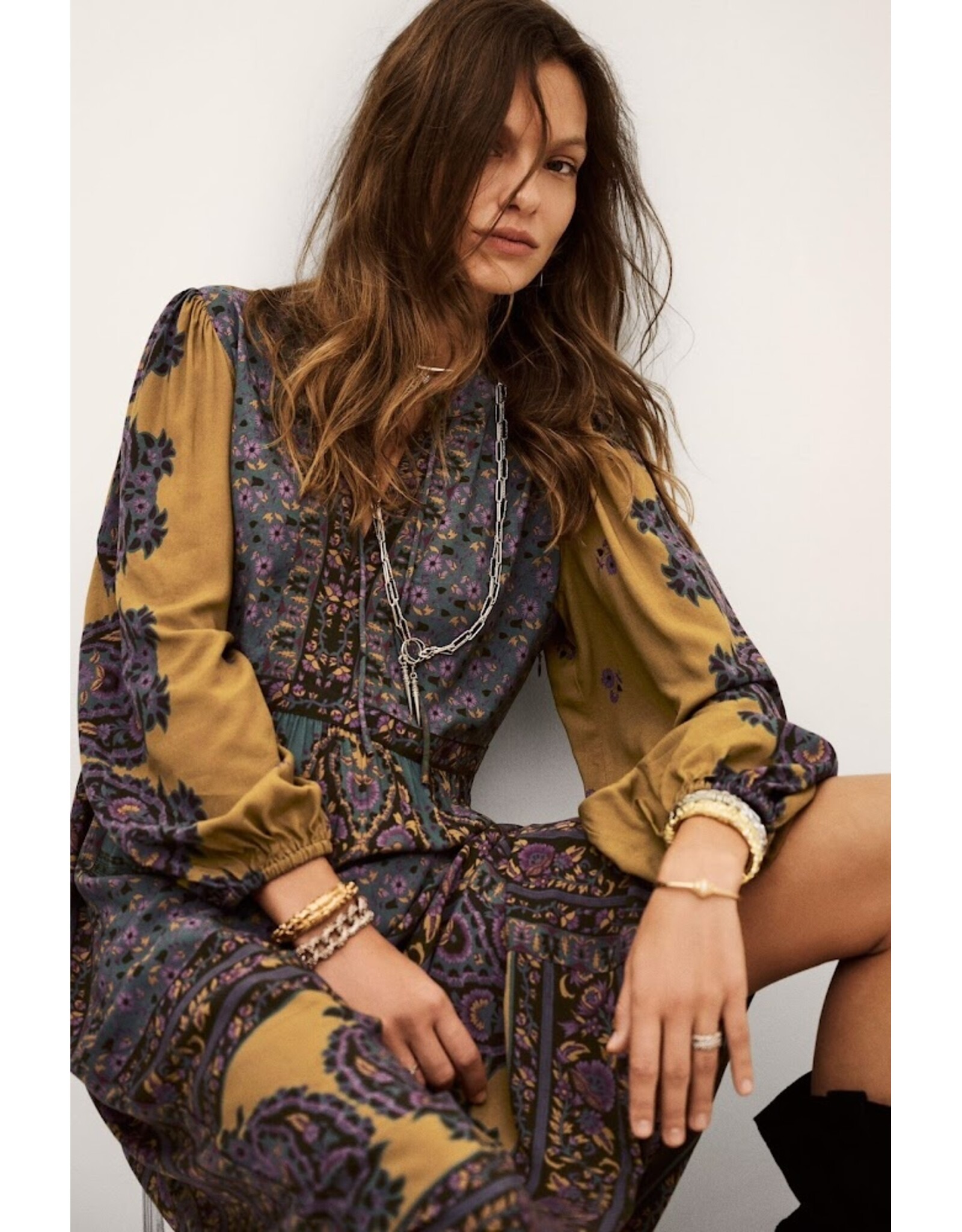 BA&SH ROBE BARLEY CHOCOLAT