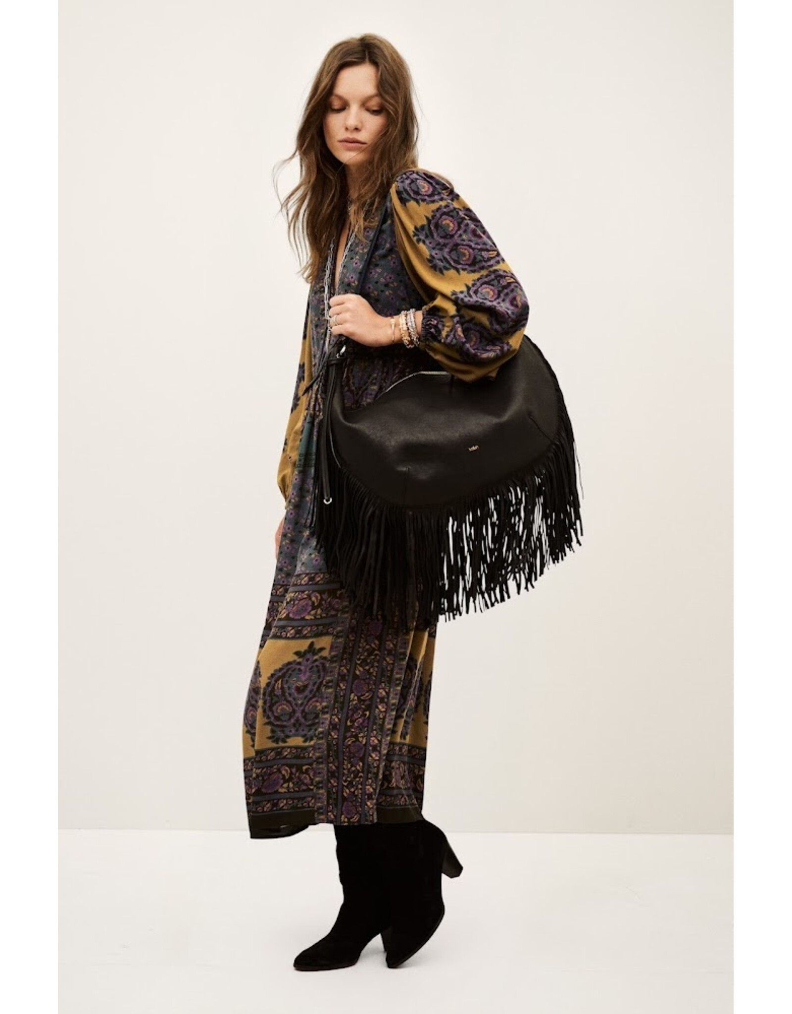 BA&SH ROBE BARLEY CHOCOLAT