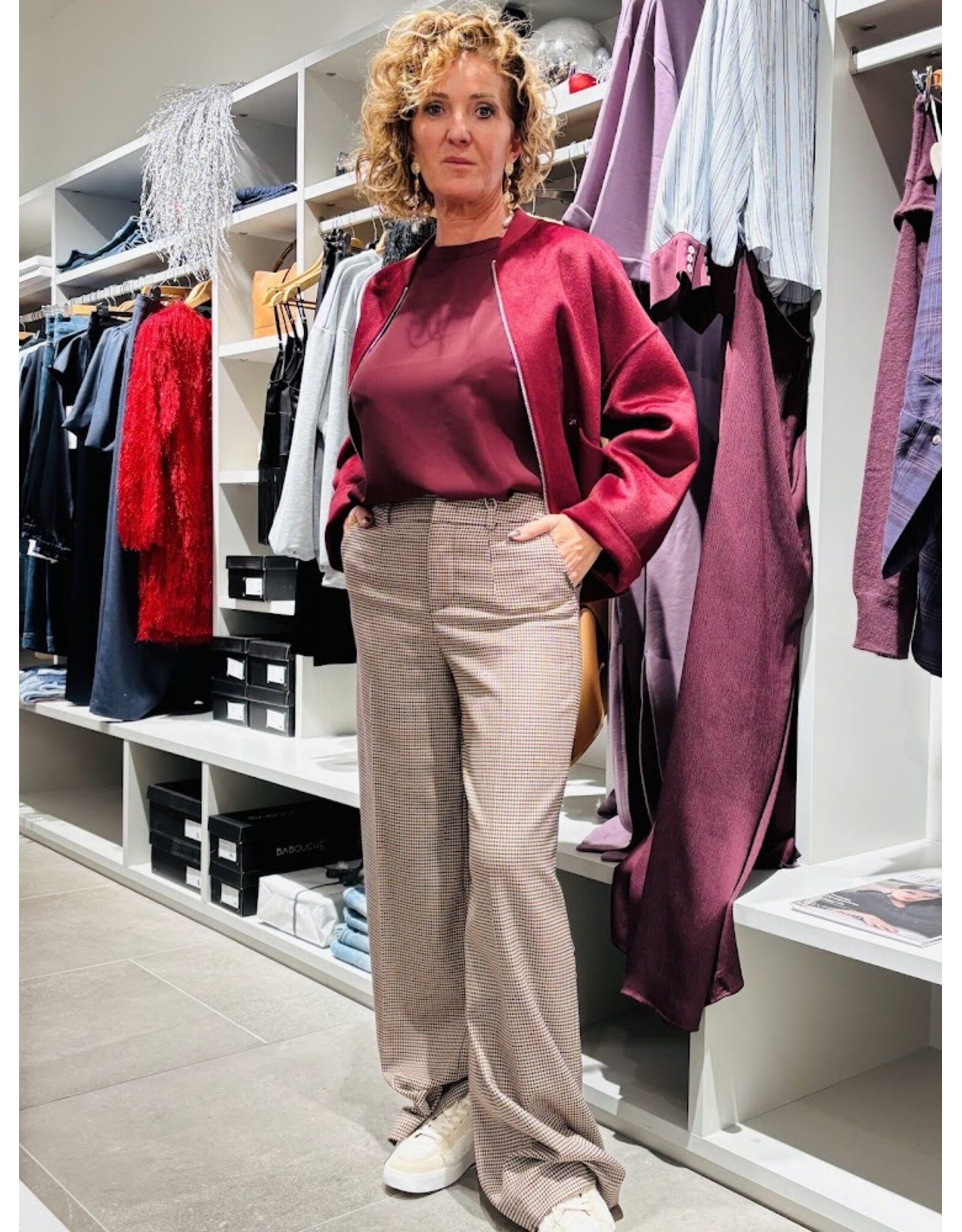 LALOTTI OSCARE PANTS PIED DE POULE BURGUNDY