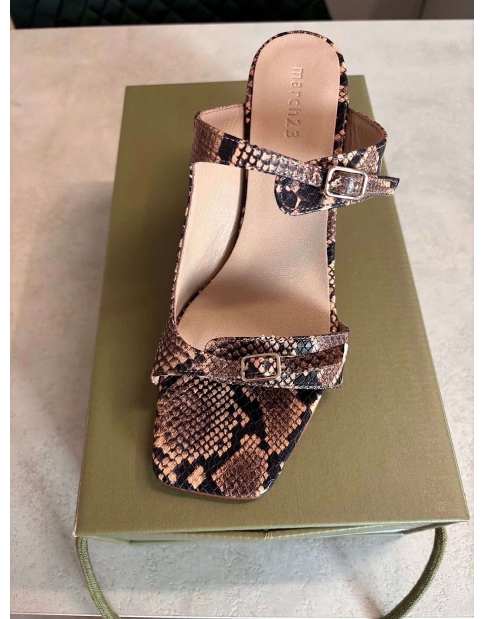 MARCH23 MONACO SANDAL HIGH HEEL BRONZE PYTHON