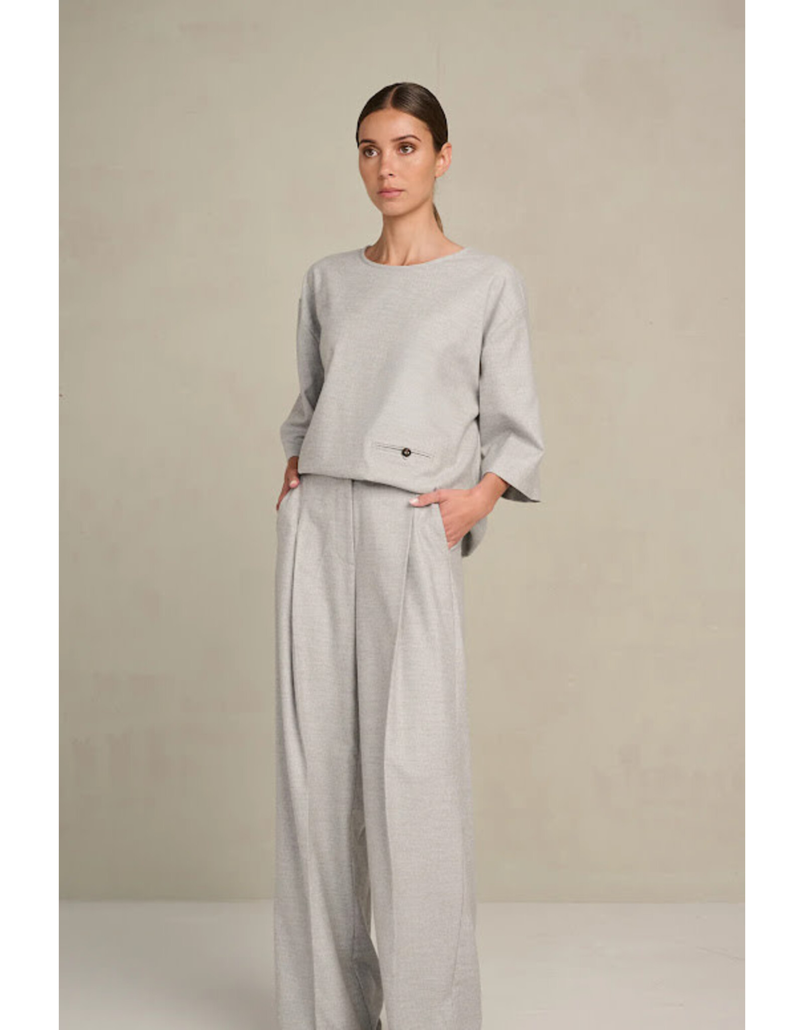 MARCH23 MY BLOUSE GIGI SILVER GREY SUITING BLEND