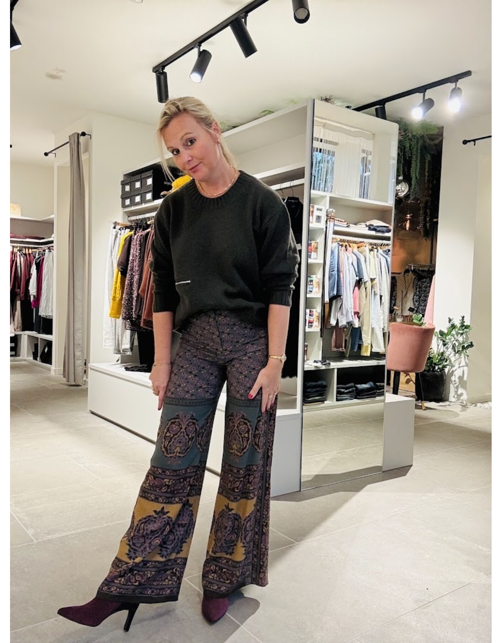 BA&SH 1H125 PANTALON BRANY WIDE TROUSERS CHOCOLAT