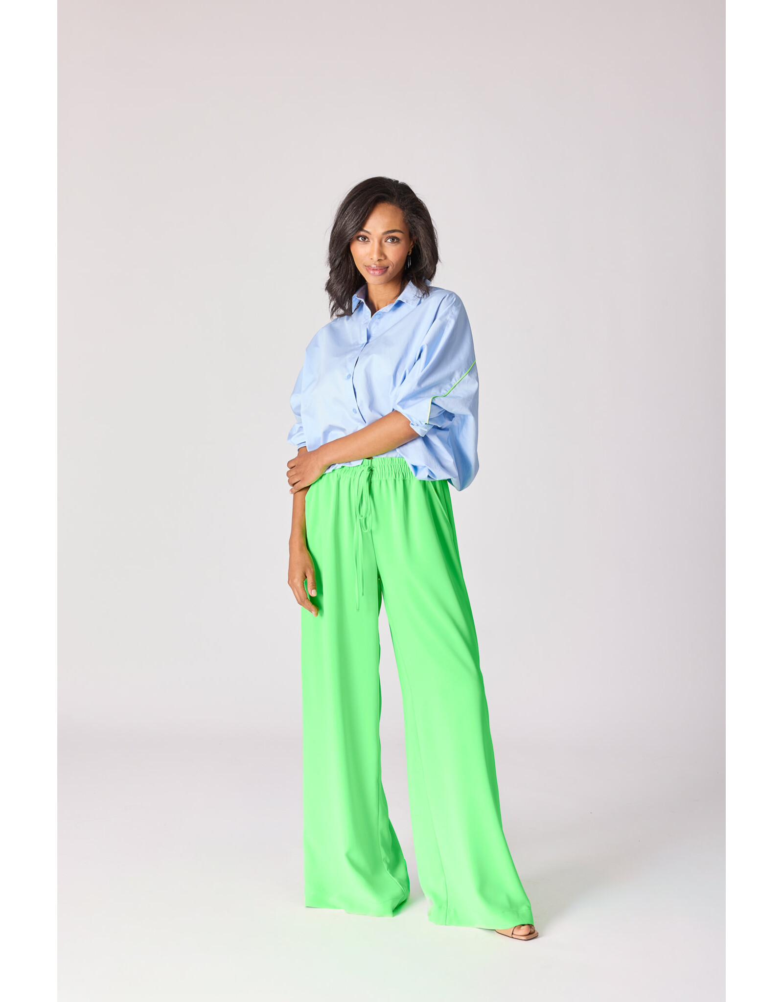 LALOTTI LAURE BIS BLOUSE LIGHT BLUE-FLUO GREEN